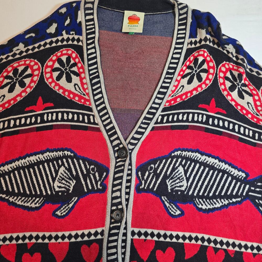 FARM Rio Red Navy Patterned Cardigan - Picture 6 of 9